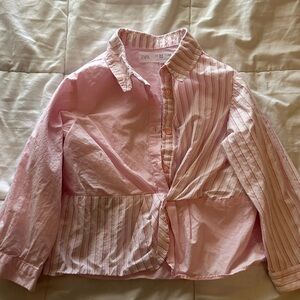 Zara Light Pink Striped Shirt